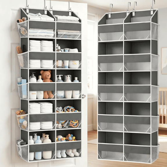 Over the Door Organizer 5 Tiers, Extra Large Behind Door Storage of 10 Compartments, 80 lbs Weight Capacity Over Door Organizer, Door Hanging Organizer for Closet, Diaper Organizer, Room storage