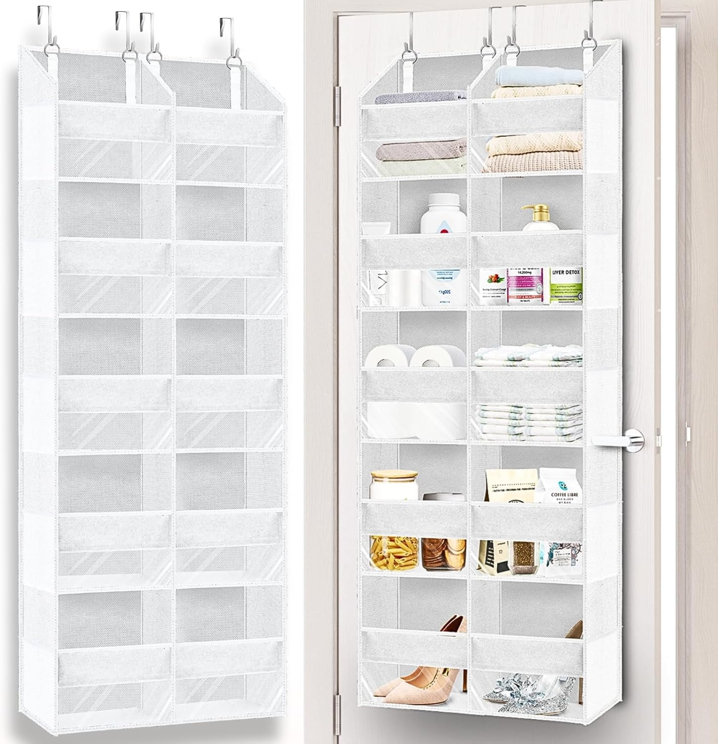 Over The Door Organizer 5 Tiers, Extra Large Behind Door Storage of 10 ...