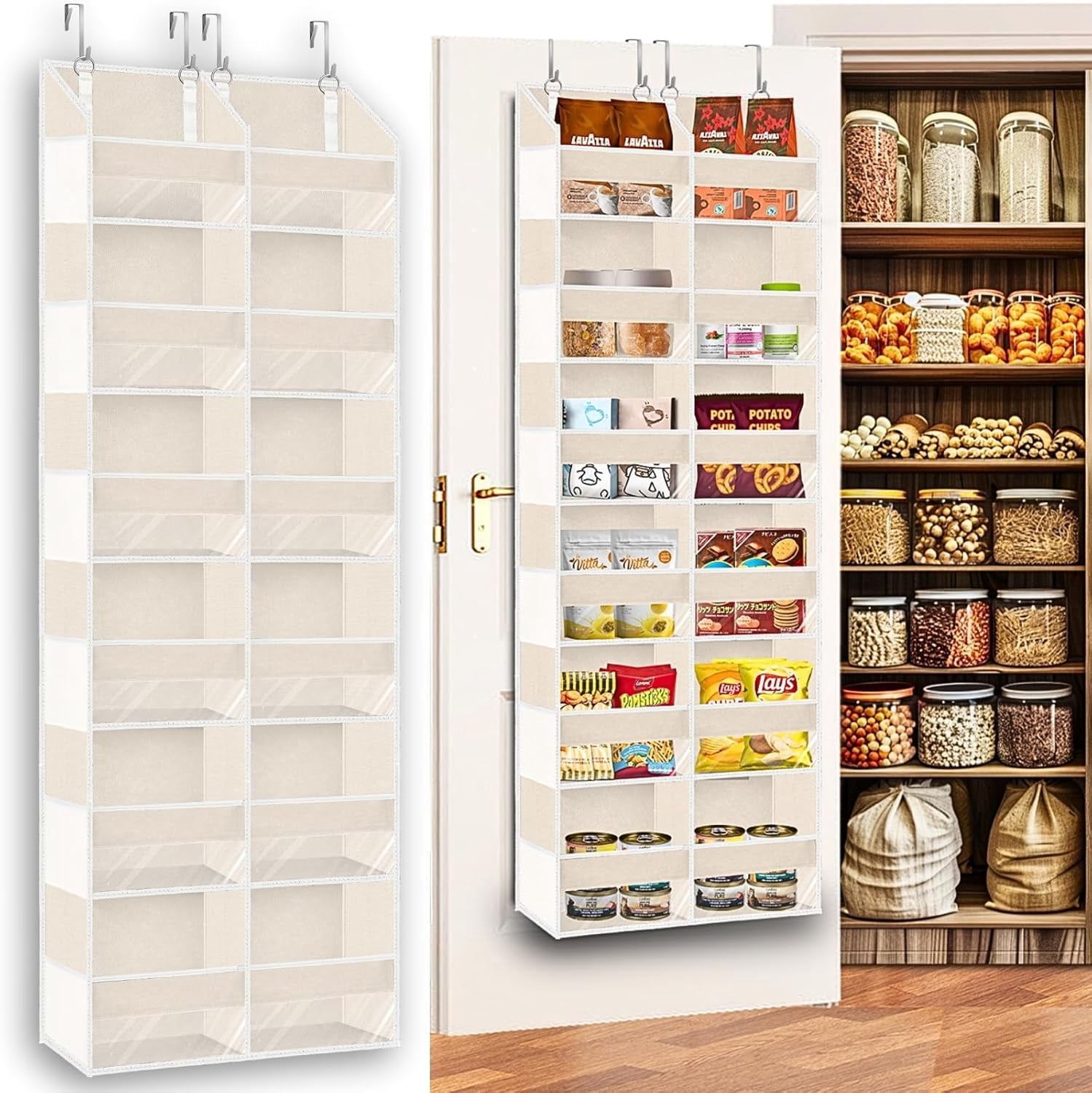 Over the Door Organizer 6 Tiers, Extra Large Behind Door Storage of 12 ...