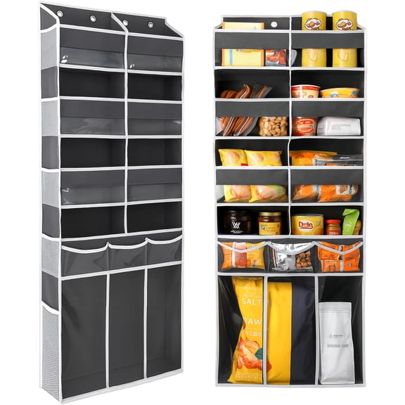 Over The Door Organizer with Clear Pockets - 8 Compartments & XL Bottom Storage, Heavy-Duty Organizer for Bathroom, Bedroom, Closet (57 Inch Height).