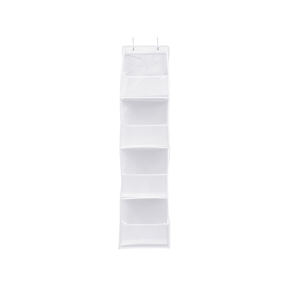 Over the Door Organizer, Hanging Storage Bag, 4 Compartments, Large Capacity, 11.81x5.91x51.18 In, Foldable Fabric, Mesh Window, Metal Hooks, for Dorm House Essentials, Closet Organizer