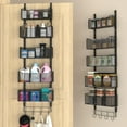 thumbnail image 1 of Over The Door Organizer, Metal Door Organizer Hanging with 5 Adjustable Baskets and Coat Hook, Behind The Door Storage for Bedroom Closet Bathroom Pantry Cabinet Kitchen, Black, 1 of 16