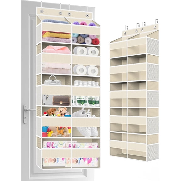 Over The Door Organizer Multi Pocket,5 Tier Large Hanging Shelf for Storage Kids Toys, Diapers, Clothes,Yarn,Heavy Duty Behind Door Storage for Bedroom Bathoom Nursery Closet Pantry