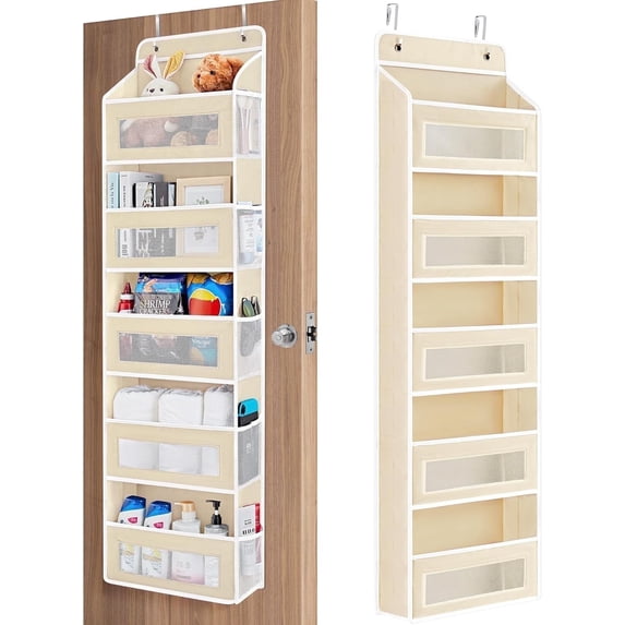 Pkalq over The Door Storage Organizer, 5 Shelf Hanging Organizer with 5 Large Capacity Pockets, Behind The Door Storage for Bedroom, Bathroom