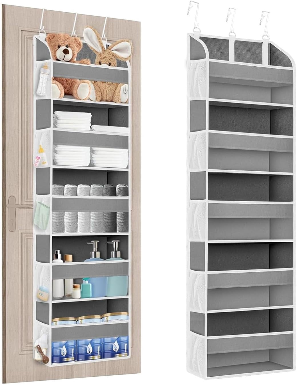 Over The Door Organizer Storage, Hanging Closet Organizers and Storage with 5 Large Pockets 10 Mesh Pockets, 44 lbs Weig