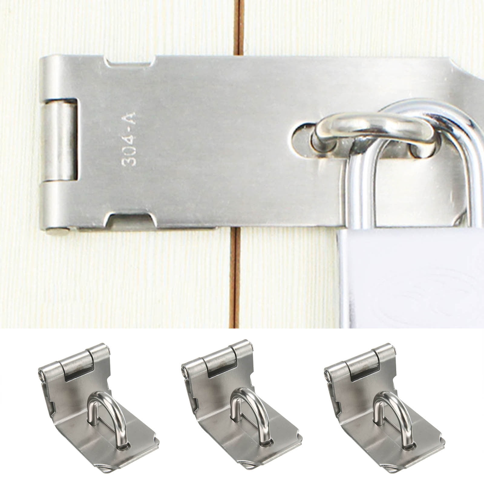 Door Padlock Plate Retaining Buckle 90 Stainless Steel Hasp And Nail