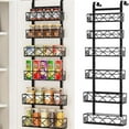 thumbnail image 1 of Over the Door Pantry  6-Tier Adjustable Baskets Hanging Spice Door Rack Narrow - 13.1" W x 52.3" H Behind the Door Storage for Kitchen, Bathroom, and Closet Organization-Black, 1 of 6