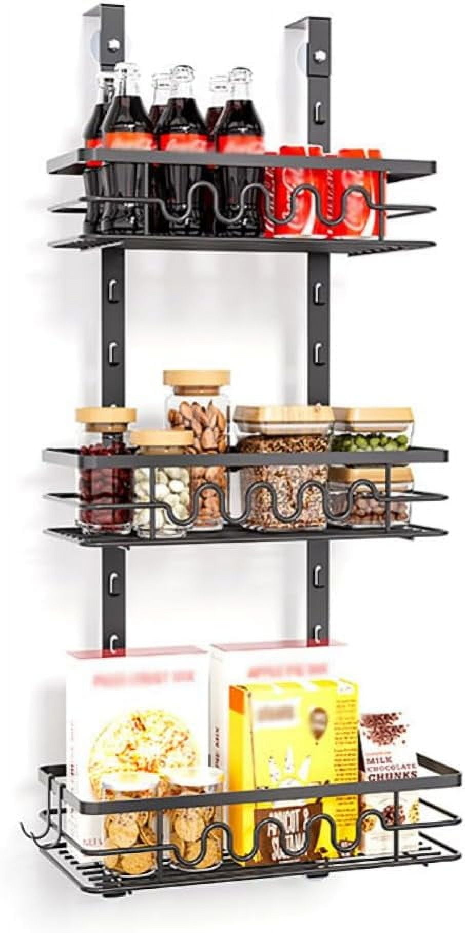 Over The Door Pantry Organizer, 3-Tier Heavy-Duty Metal Hanging Kitchen ...