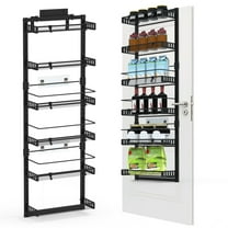 Over the Door Pantry Organizer, 6 Tier Over the Door Organizer with Adjustable Basket, Pantry Door Organization for Pantry Kitchen Storage Room Spice Rack, Black