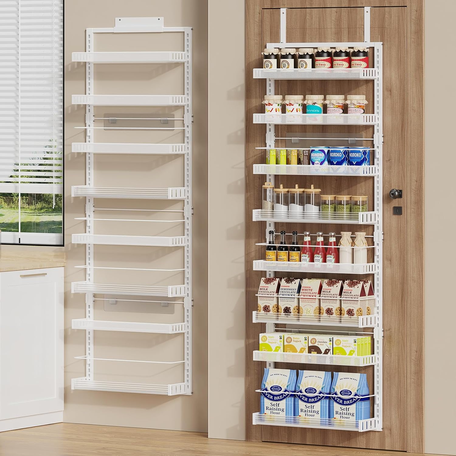 Kitchen Storage Wall Mounted Spice Rack White Pantry Wall Mounted Spice Rack White White Metal Wall Mounted Spice Rack  Organizer Space Saving Temu