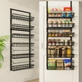 thumbnail image 1 of Over The Door Pantry Organizer, Pantry Storage and Organization, 6-Tier Adjustable Hanging Baskets, Metal Wall Mount Spice Rack Seasoning Shelves for Home & Kitchen, Laundry Bathroom - Black, 1 of 8