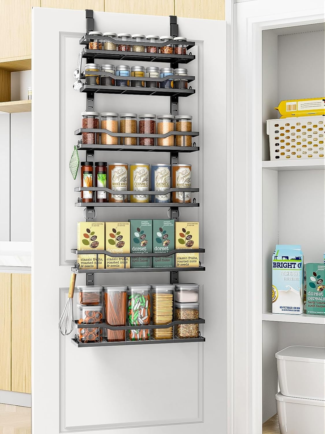 Over The Door Pantry Organizer Rack, 6-Tier Metal Pantry Organization ...