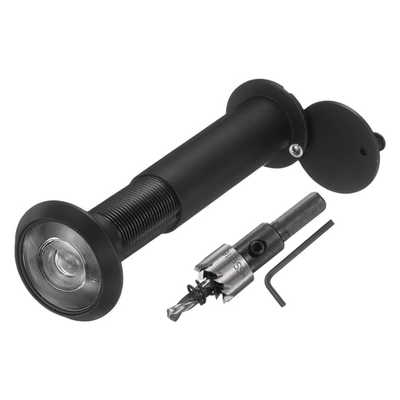 Door Peephole, Door Viewer Peephole with 16mm/0.63'' Drill Bit Kit Fit 2-3/5'' to 4-1/8'' Front Door 200 Degree Wide Angle Peepholes Reverse Privacy Covers, Matte Black