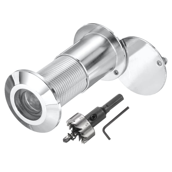 Door Peephole, Door Viewer Peephole with 26mm/1.02'' Drill Bit Kit Fit 2'' to 3'' Front Door 200 Degree Wide Angle Peepholes Reverse Privacy Covers, Silver