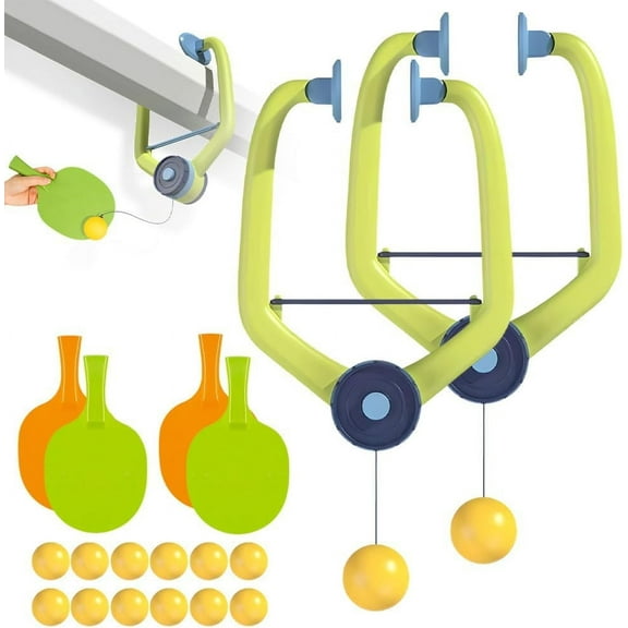 Door Ping Pong Game Over The Door, 2026 New Adjustable Doorway Game Pingpong Trainer, Hanging Table Tennis Trainer Set, Door Frame Ping Pong with 2 Paddles and 6 Balls