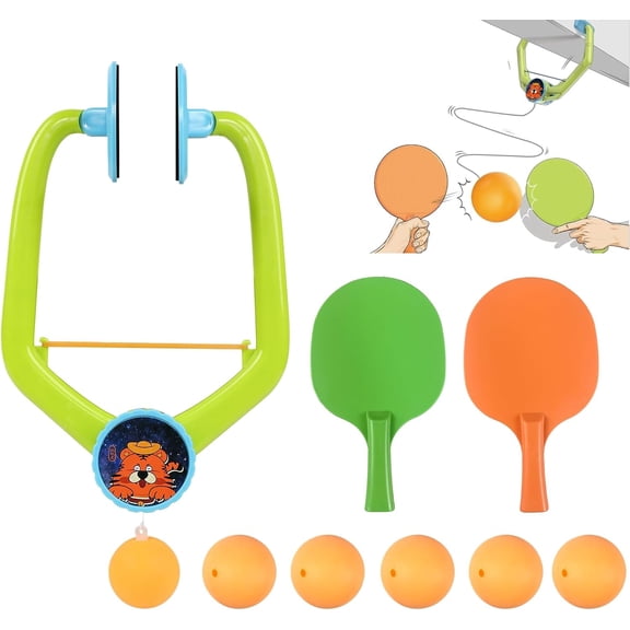 Door Ping Pong Game Over The Door, Adjustable Doorway Game Pingpong Trainer, Door Jam Pingpong Starter Kit, Portable Table Tennis Exerciser Set with Racket and Balls