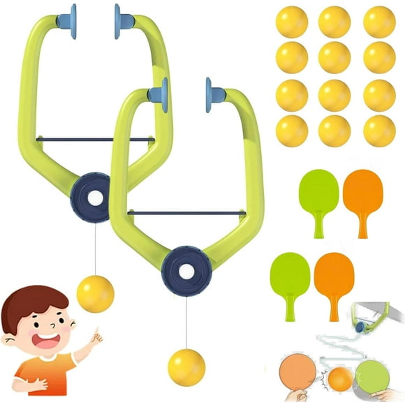 Door Ping Pong Game,Table Tennis Set, Door Pong Game for Kids with Racket and Balls,Adjustable Doorway Game Pingpong Trainer,Portable Foldable Hanging Door Table Tennis Trainer Set