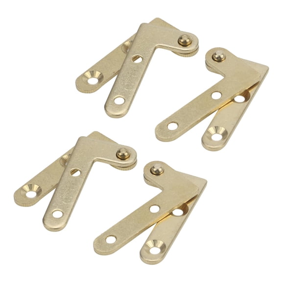 Door Pivot Hinges Cabinet Rotating Hinge Door Fitting Brass Pivot Drawer Hinge (Including 2pcs L-Shaped and 2pcs Straight Hinges)