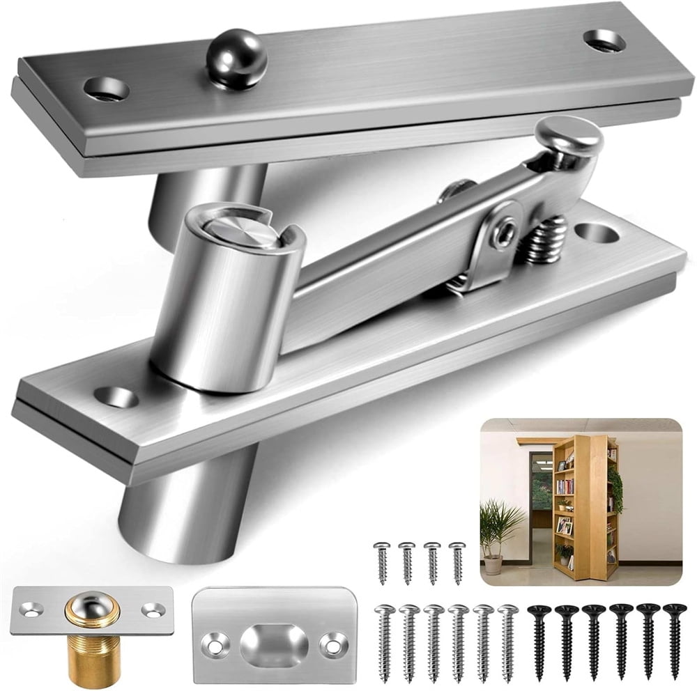 Door Pivot Hinges,Invisible Door Hinge Kit,with 360 Degree Rotation