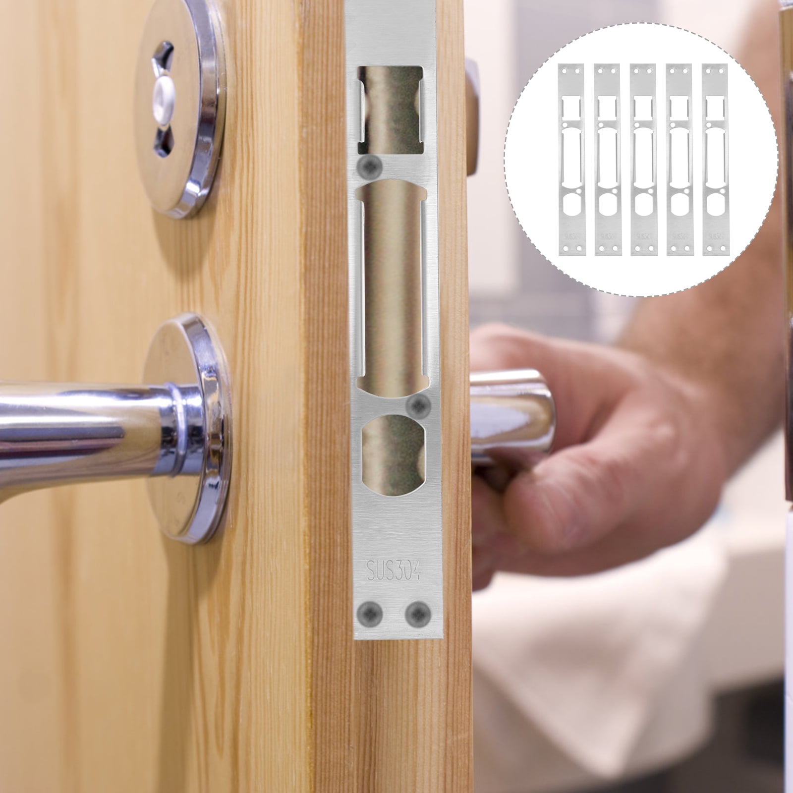 Door Plate Lock Strike Latch Frame Reinforcement Reinforcer Cover Knob Catch Devices Interior Plates