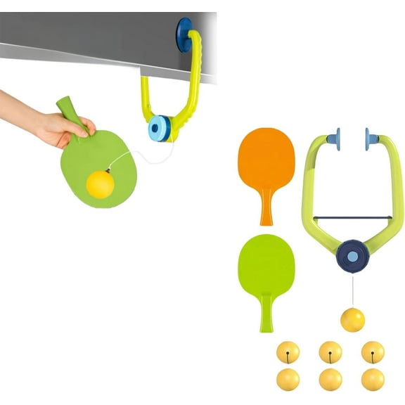 Door Plunking Game, Adjustable Hanging Ping Pong Trainer Set with Racket & Balls