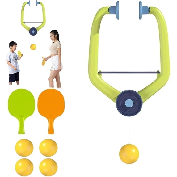 Door Plunking Game, Adjustable Hanging Table Tennis Trainer Portable Set with Racket & Balls, Doorway Ping Pong Enhanced Coordination Daily for Exercise,Set B