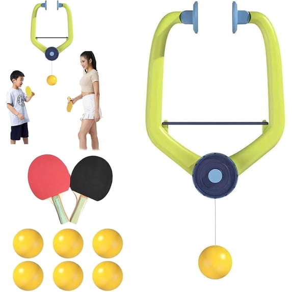 Door Plunking Game, Adjustable Hanging Table Tennis Trainer Portable Set with Racket & Balls, Doorway Ping Pong Enhanced Coordination Daily for Exercise,Set D