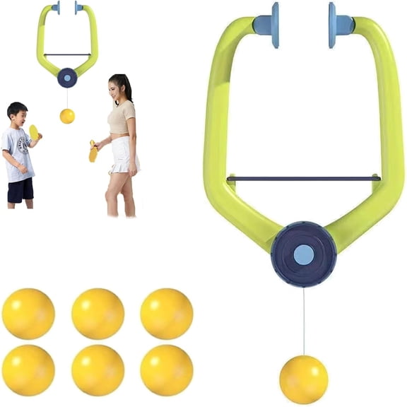 Door Plunking Game, Adjustable Hanging Table Tennis Trainer Portable Set with Racket & Balls, Doorway Ping Pong Enhanced Coordination Daily for Exercise,Set A