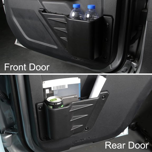 Door Pocket Storage Organizer for Ford Bronco 2021-2026 4 Door Front Rear Cup Holder Replacement with Non-Slip Pads