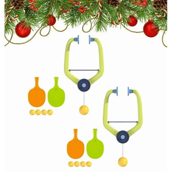 Door Pong Game Set, 2026 New Hanging Table Tennis Trainer Portable Set for Kids with 2 Pcs Racket & 4 Pcs Balls, Adjustable Portable Table Tennis Exerciser for Indoor Fun 2Set
