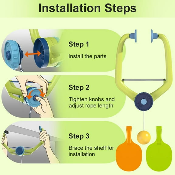 Door Pong Game Set – Adjustable Doorway Hanging Table Tennis Trainer, 2 Rackets & 4 Balls, Portable Exerciser for Kids & Eye-Hand Coordination 1Set