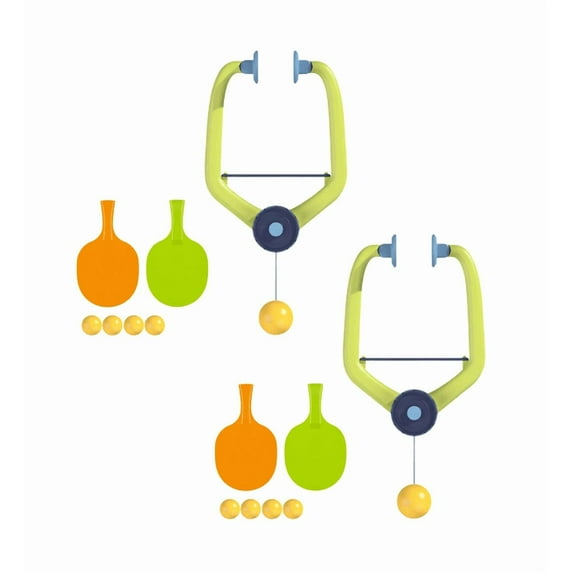 Door Pong Game Set – Adjustable Doorway Hanging Table Tennis Trainer, 2 Rackets & 4 Balls, Portable Exerciser for Kids & Eye-Hand Coordination 2Set