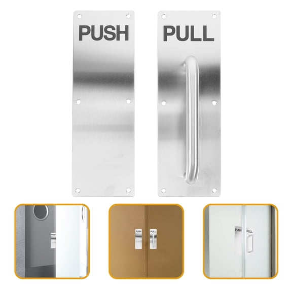 ETEREAUTY Plated Silver Stainless Steel Door Push Pull Handle Durable Commercial Interior Door Plate