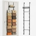 thumbnail image 1 of Over the Door Purse Organizer - Wall Mounted Handbag Organizer with 16 Hooks and Metal Basket, Hanging Purse Storage Rack Holds up to 16 Bags, Bag Rack Can Use As 1/2 Part, for Door, Closet, 1 of 9