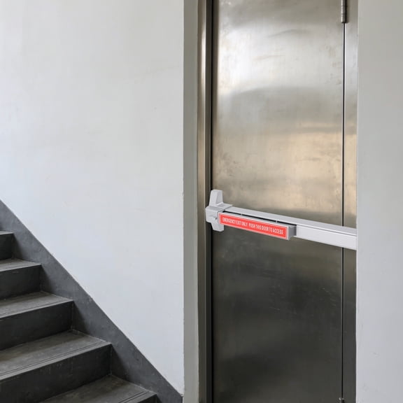 Door Push Bar Handles, Commercial Grade Exit Device Rim Lock, Stainless Steel, Panic Exit Push Bar Door Lock, Adjustable Vertical Latch
