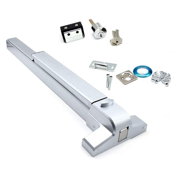 Door Push Bar Panic Outside Heavy Duty Rim Exit Device Door Closer for 30"-36" Single Exit Device Lock Fireproof Emergency Latches