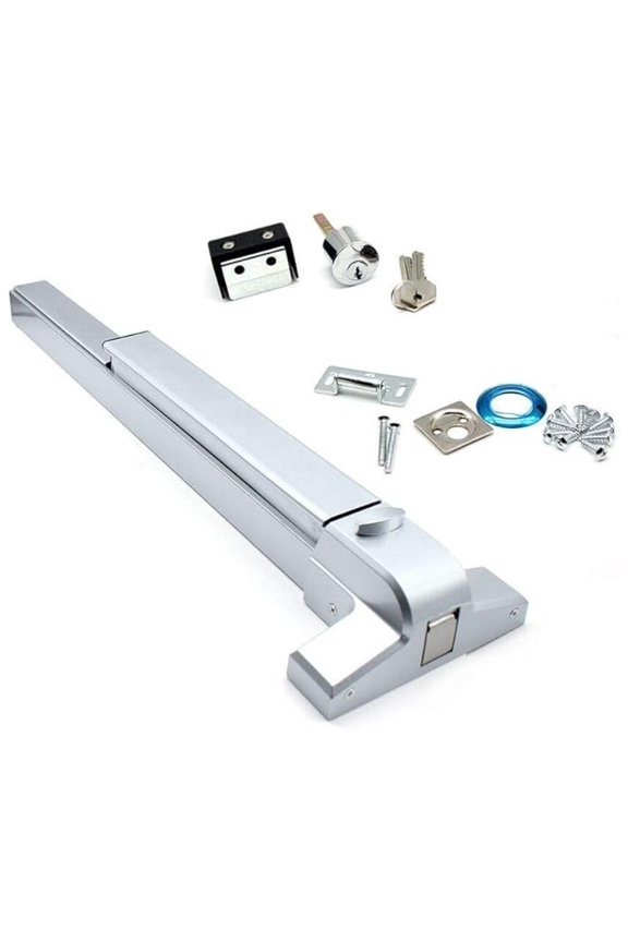 Door Push Bar Panic Outside Heavy Duty Rim Exit Device Door Closer for 30"-36" Single Exit Device Lock Fireproof Emergency Latches