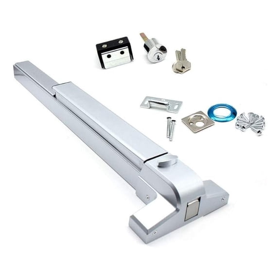 Door Push Bar Panic Outside Heavy Duty Rim Exit Device Door Closer for 30"-36" Single Exit Device Lock Fireproof Emergency Latches