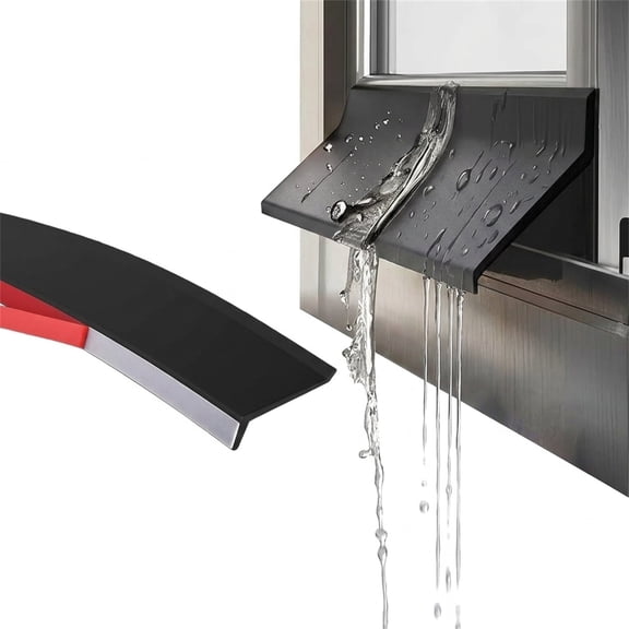 Door Rain Drip Edge Exterior Rubber Weather Stripping, Artrylin Outdoor Self-Adhesive Window Rain Deflector, Weatherproof Sill Water Barrier Strip for Sliding Window Overhang & Sill