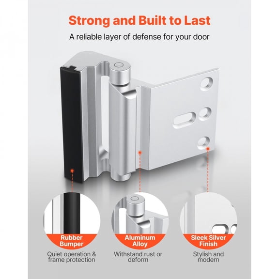 Door Reinforcement Lock Home Security Door Lock 2 Pack with 3 Inch Stop 800Lbs Force Resistance