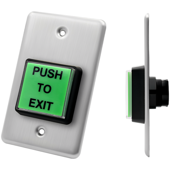 Door Release Button, Stainless Steel Exit Switch, Self-Resetting Mechanism, Large LED Indicator, -4 to 131/-20 to +55, NO/NC/COM Output, Simple Wiring for Security Systems