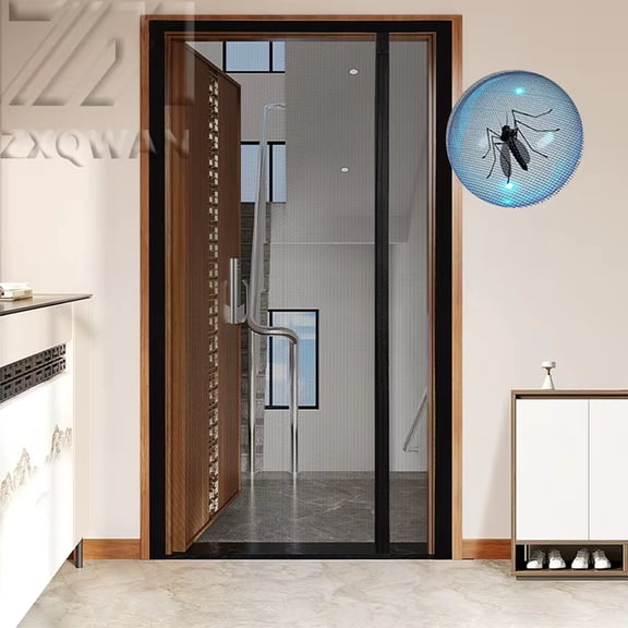 Magnetic Screen Door Heavy Duty, Screen Door Mesh Magnetic, 72X80 In, Polyamide Mesh, Left Opening, Double Sided, Adhesive Backed Velcro, 1 Pc, 1 Pc
