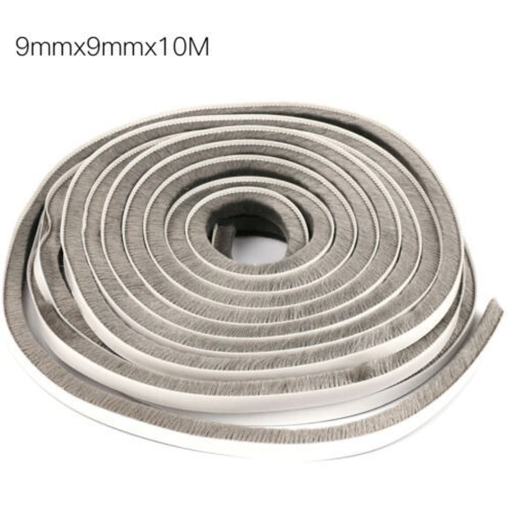 Door Seal Strip 10M Draft Excluder Tape For Doors Brush Strip Grey Self