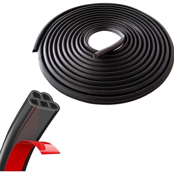 Door Seal Strip, 32.8FT Rubber Double Layer Soundproof Window Weather Stripping, 5-Holes Noise Insulation Auto Seal Weatherstrip Edge Protector Trim, Universal for