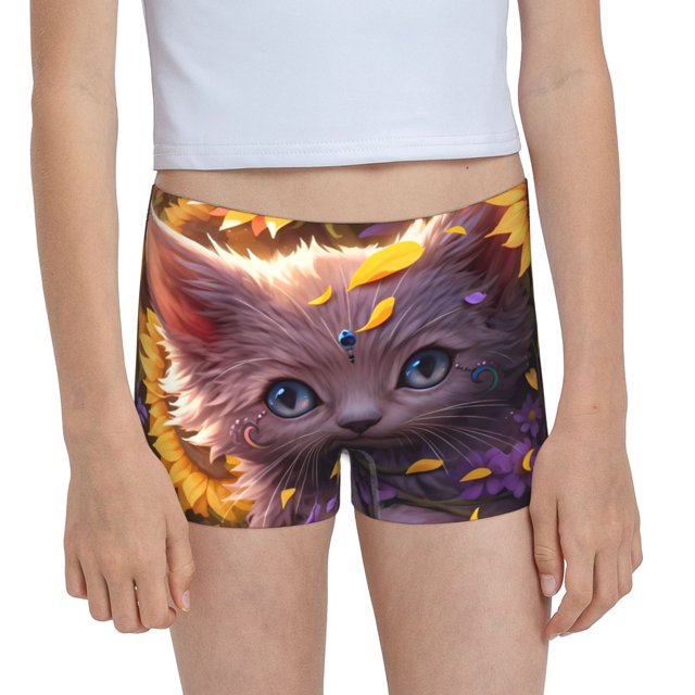 Easygdp Sunshine Cute Cat Sunflower Girls Hipster Cotton Underwear