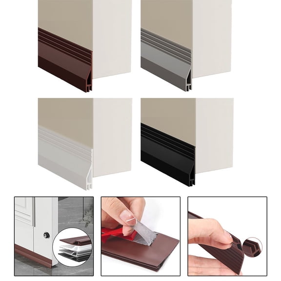 Door Seam And Bottom Sealing Strip Self Adhesive Sound Insulation Anti-theft Door Gap Baffle Door Stop Windproof Insect Proof White Smile Home