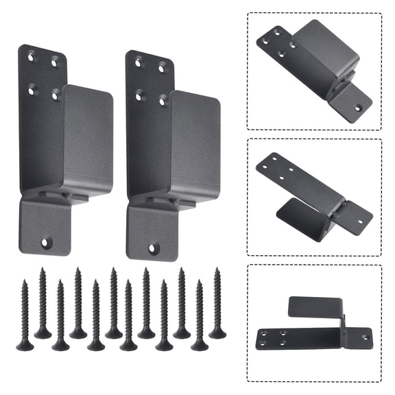 Door Security Bar Brackets Heavy Duty Steel U-Shape Design,For 2X4 Lumber Inward Outward Opening Doors Home Reinforcement(black)