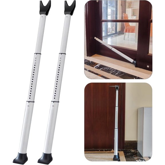 Door Security Bar, Door Stoppers Security bar,Heavy Duty Door Lock Security Door Jammer Door Stopper for Apartment, Hotel Room,Screen Door Hardware, Gate Lock Bar, 2 Pack