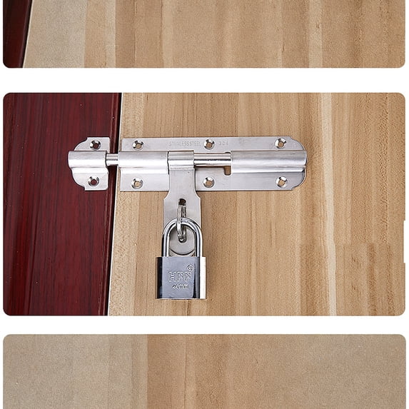 Door Security Slide Latch Lock, Keyless Entry Door Lock, Thickened Stainless Steel Sliding Door Lock, Easy to Install Gate, 4 in