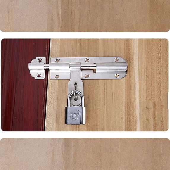 Door Security Slide Latch Lock, Keyless Entry Door Lock, Thickened Stainless Steel Sliding Door Lock, Easy to Install Gate,6 in